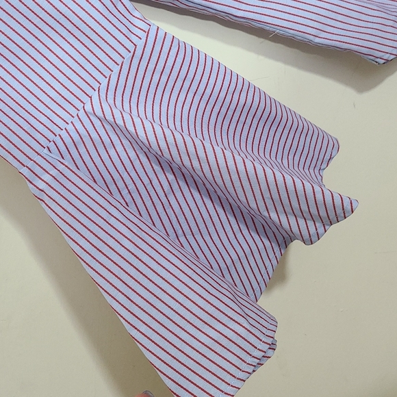 Anthropologie Maeve Button Down Striped Flare Sleeves Size 0 - Picture 4 of 9